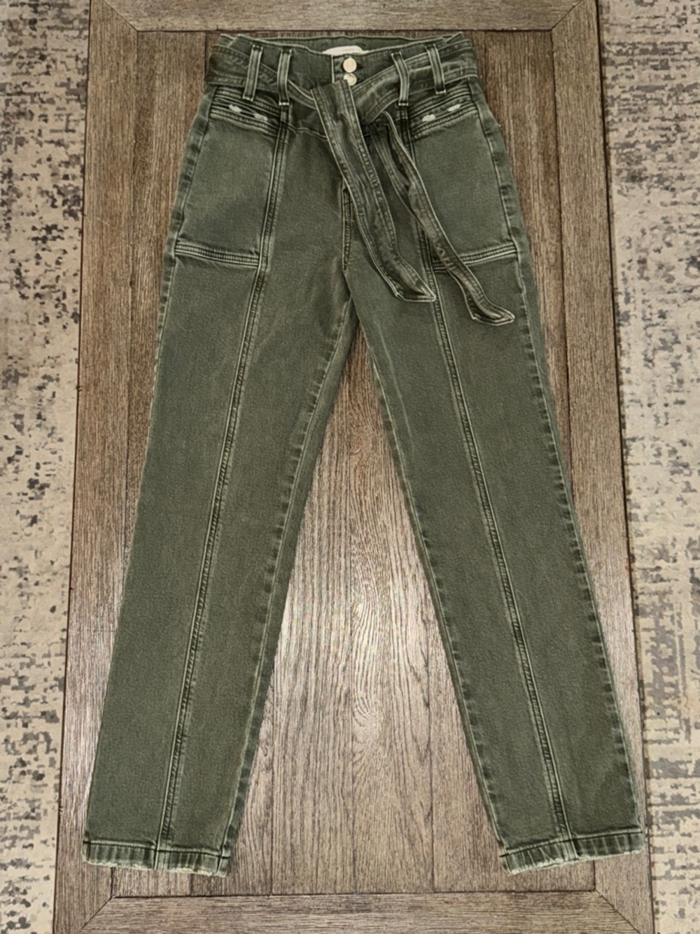HUDSON Belted Utility Straight Ankle Jeans Rifle Green